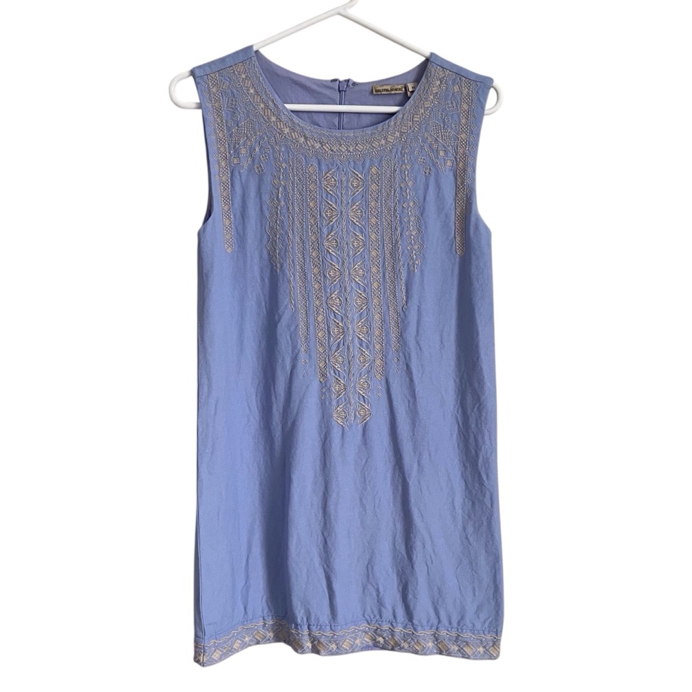 Anthropologie Holding Horses Shift Dress Periwinkle Embroidered Boho Coastal XS